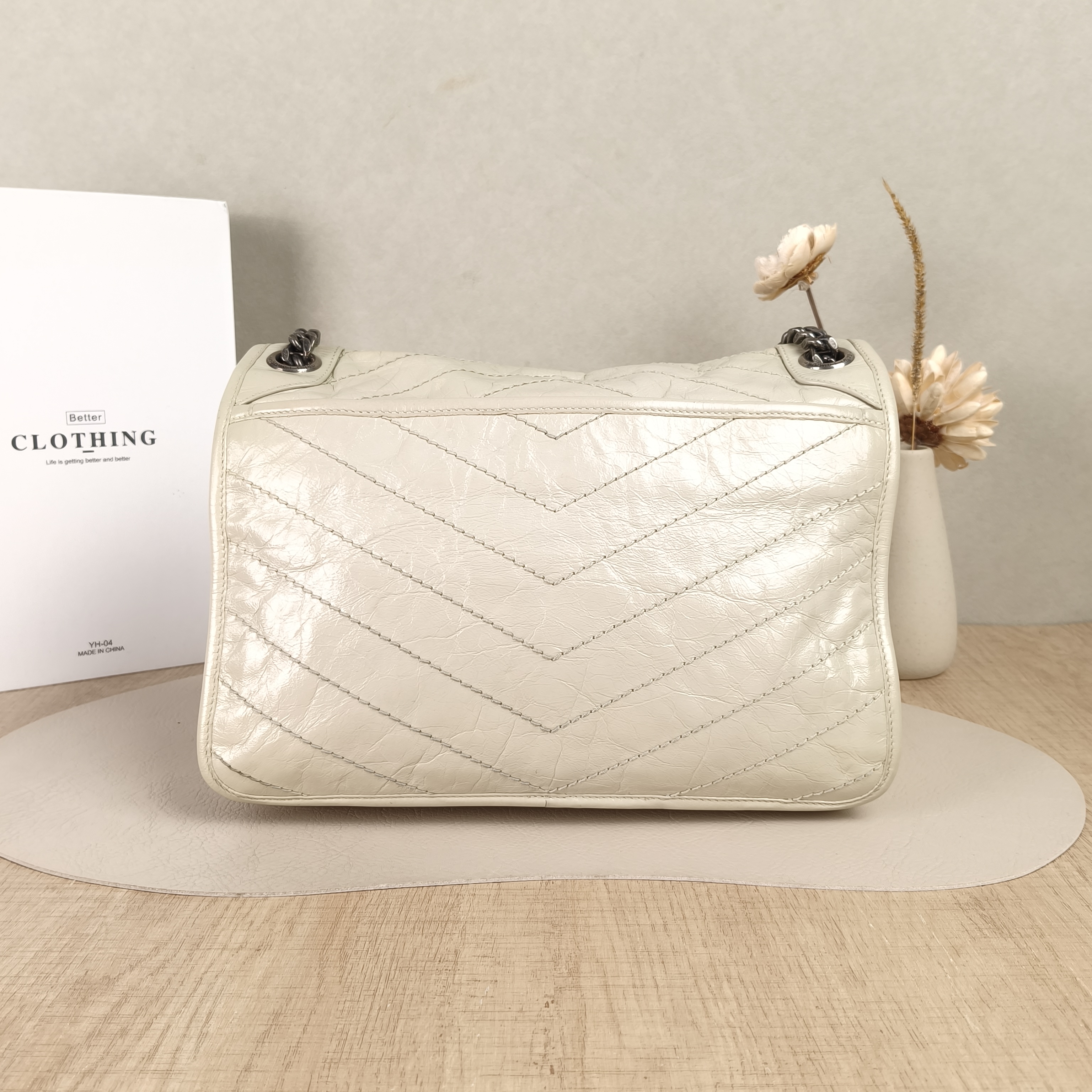 SAINT LAURENT Crossbody Bag Niki White Waxed Leather Medium28 × 8.5 × 20 cm — cover view 4 of 5