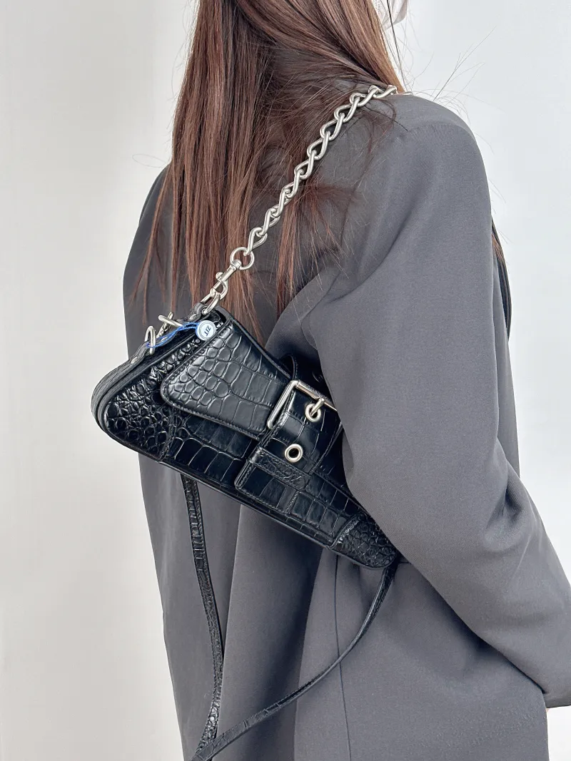 BALENCIAGA Shoulder Bag Lindsay Black Calfskin Small 29 × 5 × 13 cm — on-model view 2 of 2