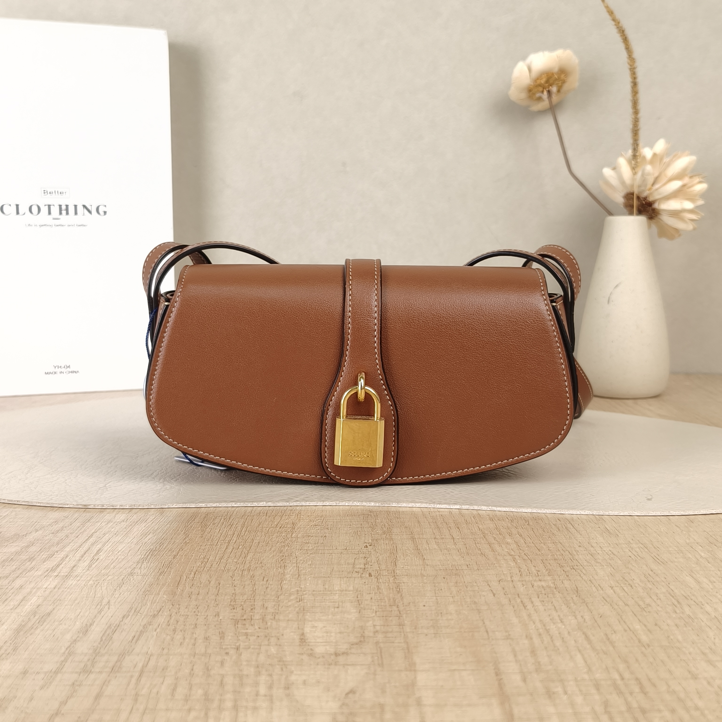 CELINE Crossbody Bag TABOU Brown Calfskin18 × 5 × 8 cm