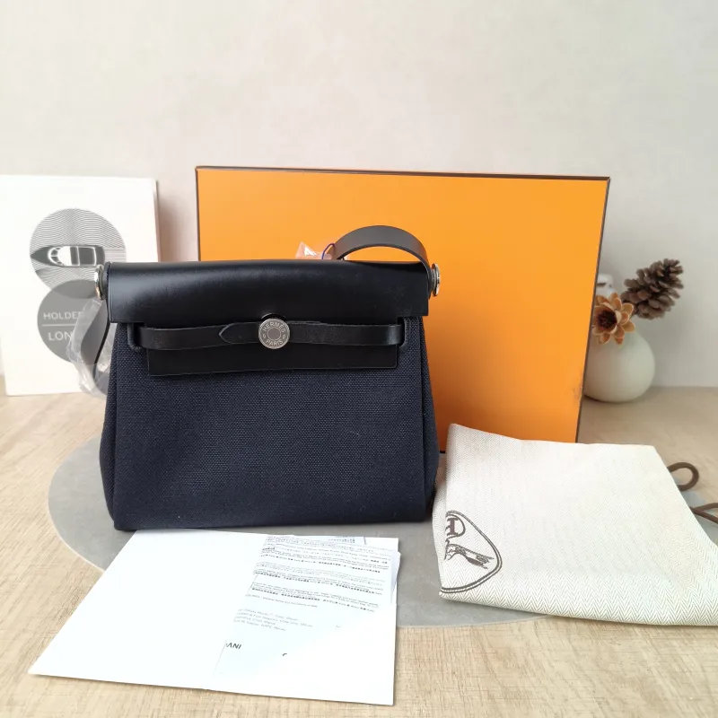 Hermès Crossbody Bag Herbag Zip 2089Black Calfskin,Canvasmini20.5 × 7 × 16.5 cm — cover view 6 of 6