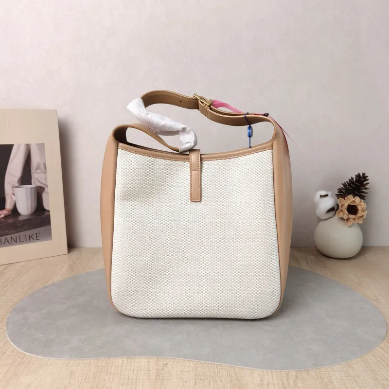 SAINT LAURENT Crossbody Bag LE 5 À 7 Hobo Inner Pouch Beige Brown Canvas Small 22.5 × 8.5 × 23 cm — cover view 6 of 6