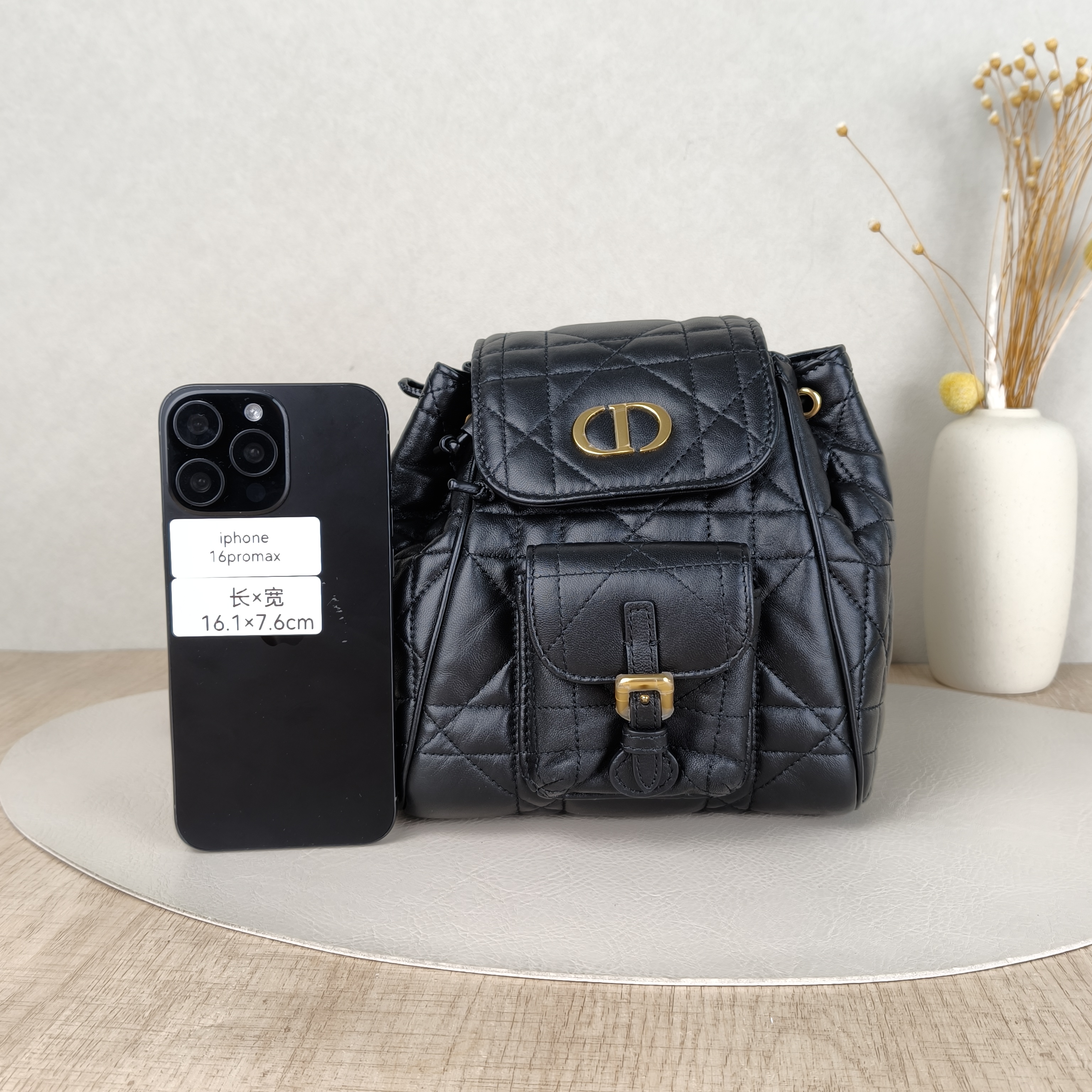 DIOR Backpack Caro Shoulder Bag Black SL ambskin Small18 × 8.5 × 18.5 cm — cover view 4 of 5