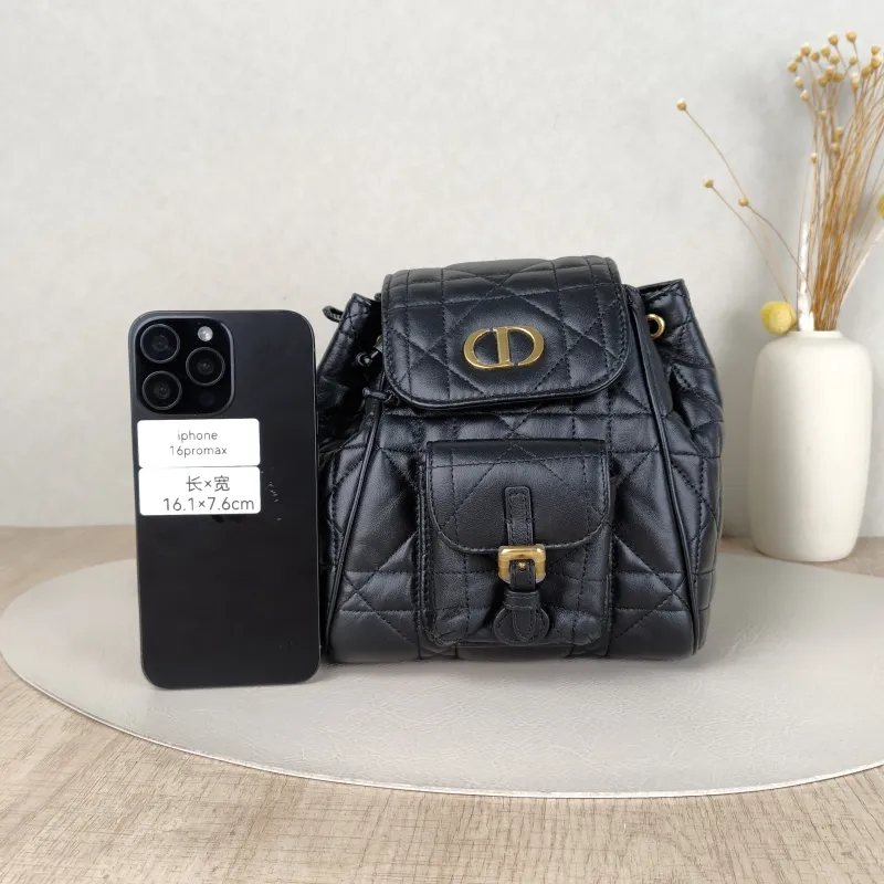 DIOR Backpack Caro Shoulder Bag Black SL ambskin Small18 × 8.5 × 18.5 cm — cover view 4 of 5