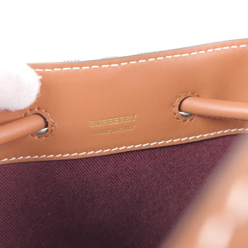 BURBERRY Crossbody Bag Canvas Bucket Bag Brown 16.5 × 11 × 18 cm — detail view 2 of 10