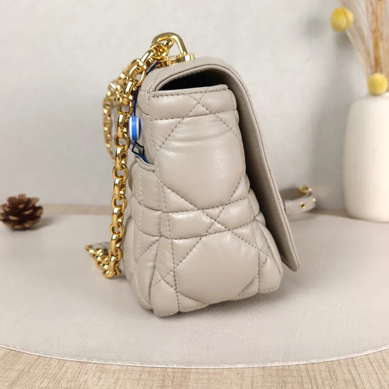 DIOR Crossbody Bag Caro Chain Bag Beige Calfskin Medium 25.5 × 9 × 15.5 cm — detail view 11 of 15