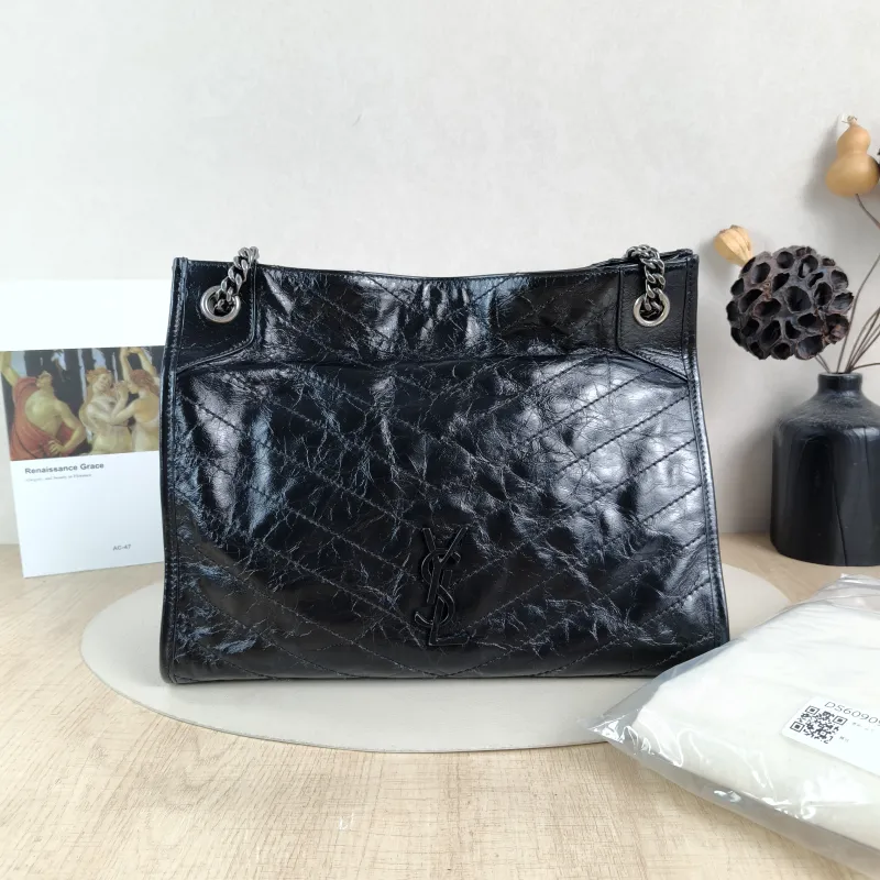 SAINT LAURENT Shoulder Bag NIKI SHOPPING Shopping Tote Black Waxed Leather Medium33 × 11.5 × 27 cm — cover view 5 of 6