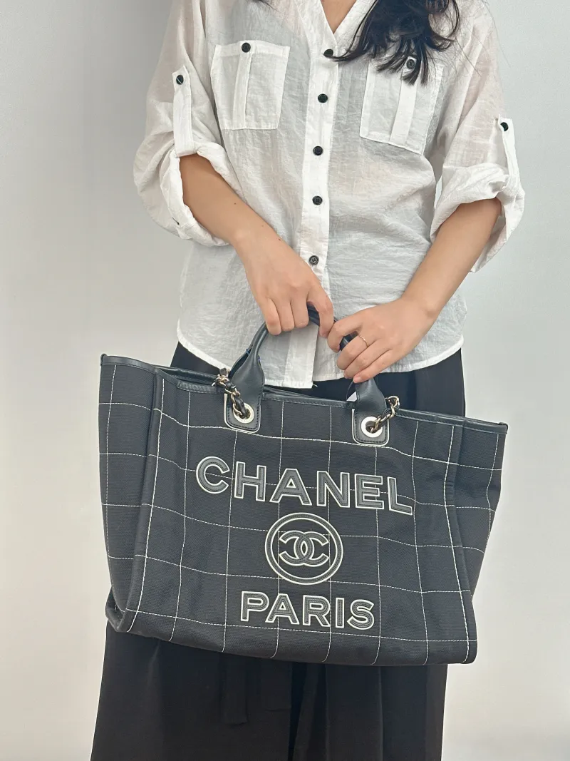 Chanel Shoulder Bag Black Canvas One Size 38 × 19 × 29 cm — on-model view 2 of 2