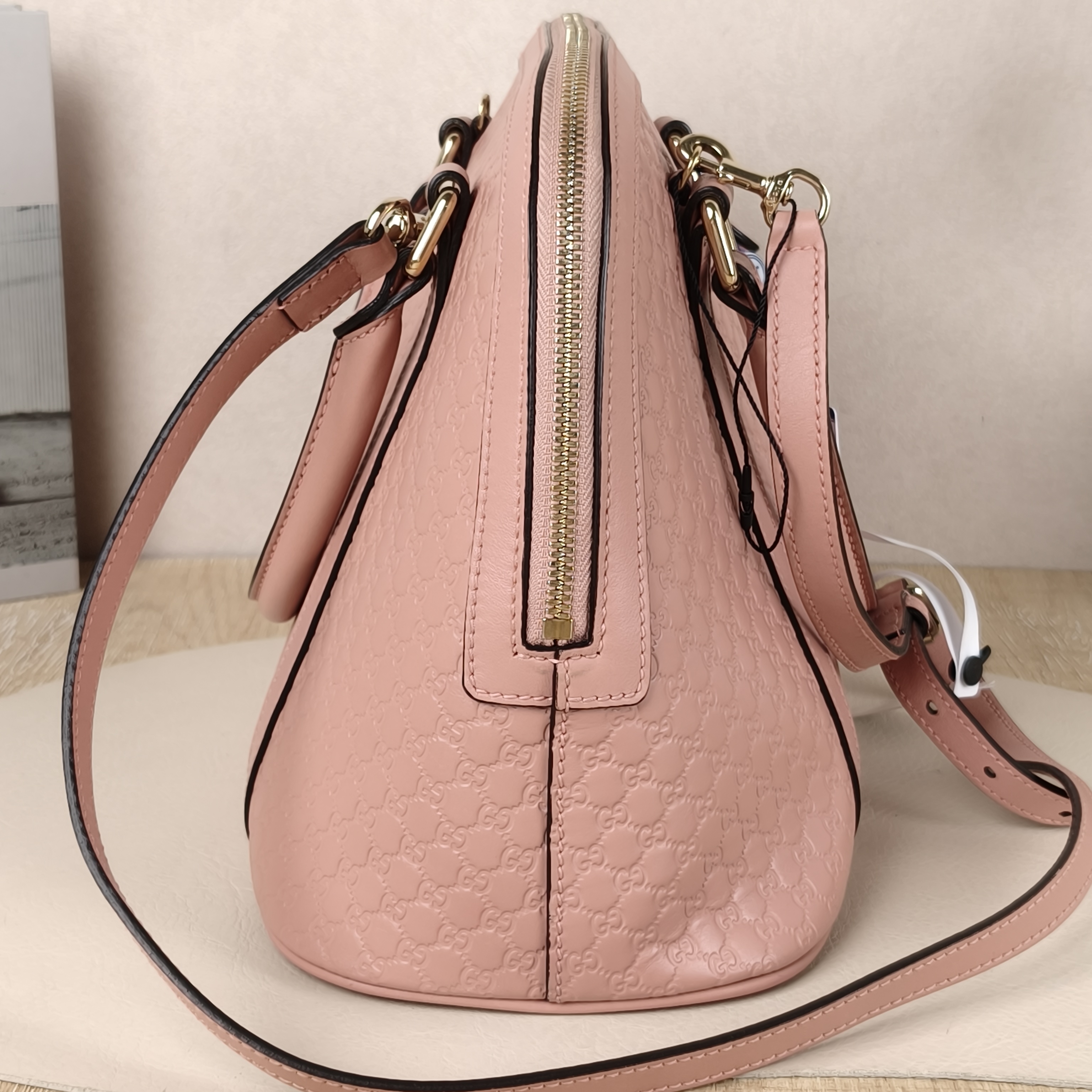 GUCCI Dome Bag Medium Pink Calfskin · Shoulder Strap Dust Bag · 31 × 16 × 23 cm — cover view 6 of 10