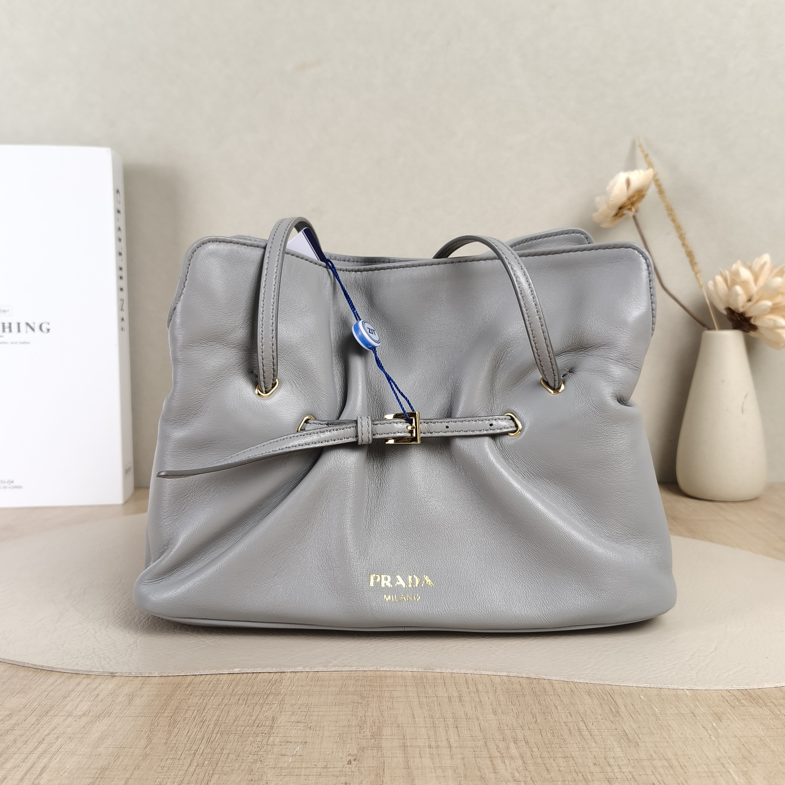 PRADA Shoulder Bag Dada Shoulder Bag Grey Lambskin Small25 × 11.5 × 18.5 cm