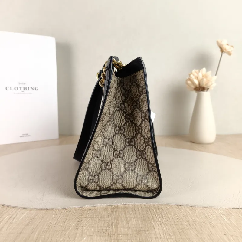 GUCCI Shoulder Bag Padlock Tote Black Monogram PVC Medium 26 × 10 × 18 cm — detail view 4 of 11