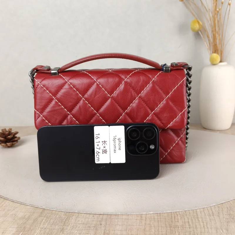 Chanel Crossbody Bag Chain Bag Red Calfskin 22 × 6.5 × 14 cm 23 — cover view 2 of 6