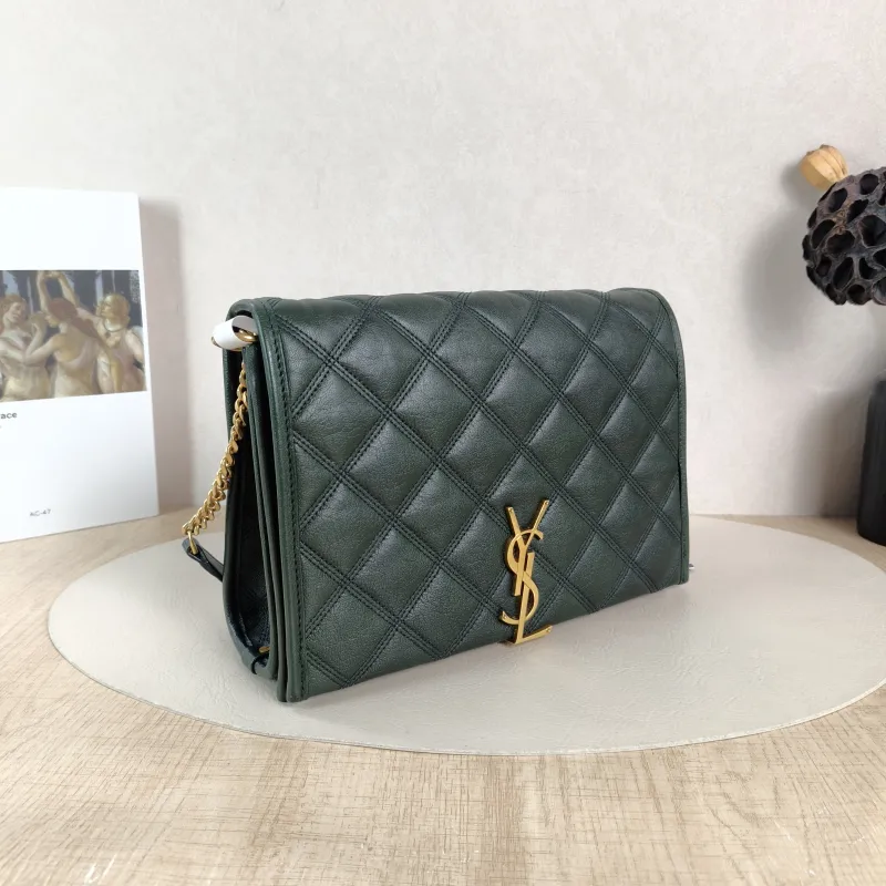 SAINT LAURENT Shoulder Bag Becky Crossbody Bag Green Lambskin 25 × 7 × 17.5 cm — cover view 4 of 5