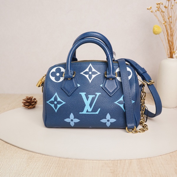 Louis Vuitton speedy20Blue Calfskin Microchip Edition · Shoulder Strap · 20.5 × 12 × 13.5 cm
