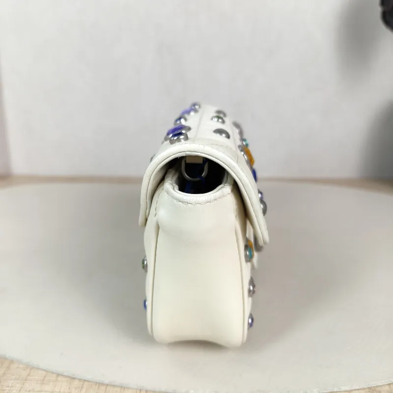 GUCCI Crossbody Bag GG Marmont Mini Marmont Mini White Calfskin Mini 16.5 × 4.5 × 9.5 cm — detail view 9 of 13