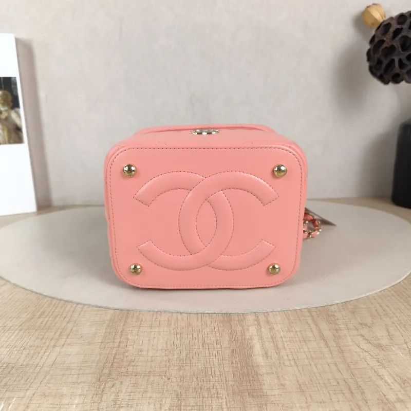 Chanel Crossbody Bag Box Cosmetic Bag Pink Calfskin One Size 15 × 12 × 12 cm — cover view 4 of 6