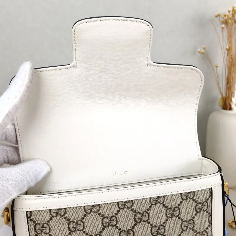GUCCI Crossbody Bag Horsebit 1955 Horsebit Small White Monogram PVC Small 20.5 × 5 × 14.5 cm — detail view 7 of 13