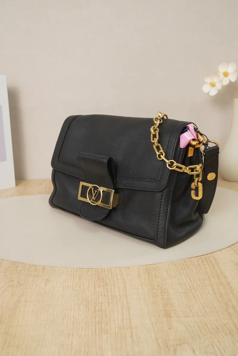 Louis Vuitton Dauphine Soft Medium Black Calfskin Microchip Edition · 24 × 9 × 17 cm — cover view 6 of 7