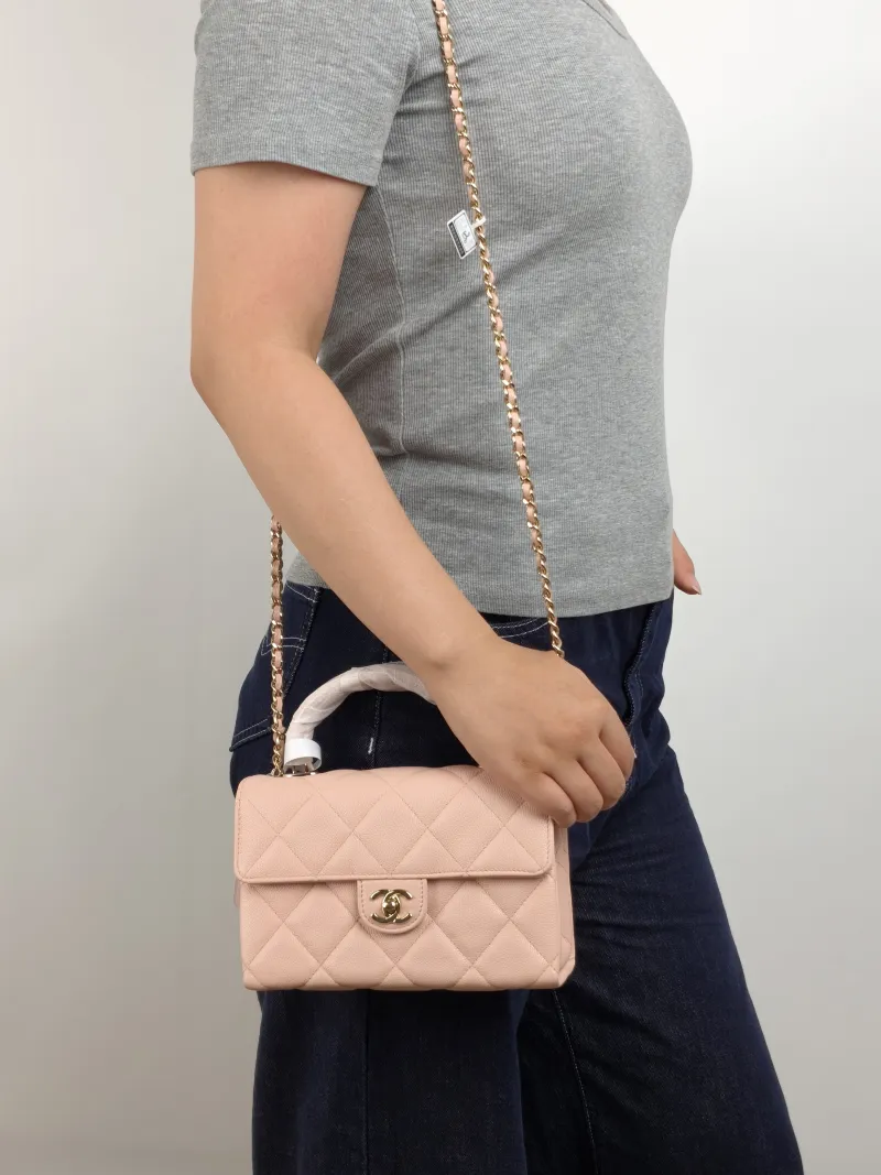 Chanel Crossbody Bag Top Handle Crossbody Bag Box Pink Calfskin One Size 19 × 8 × 12 cm — on-model view 1 of 3