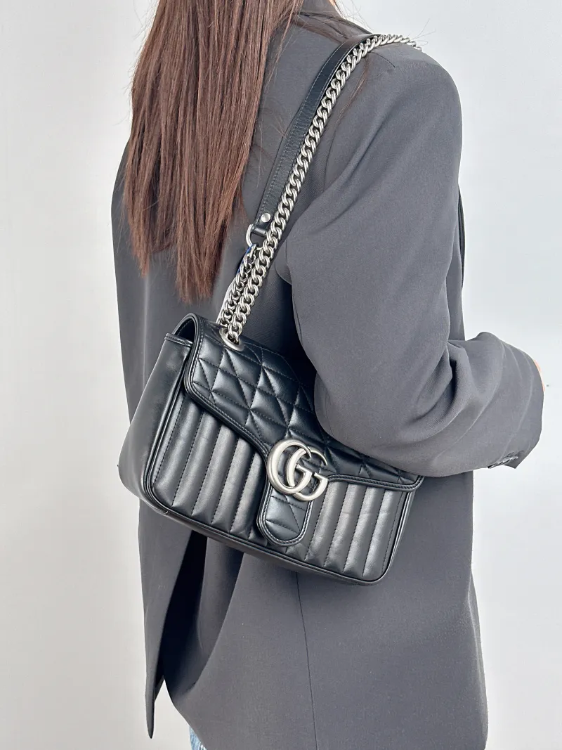 GUCCI Crossbody Bag GG Marmont Medium Marmont 26 Calfskin One Size 26 × 7 × 15 cm — on-model view 2 of 2