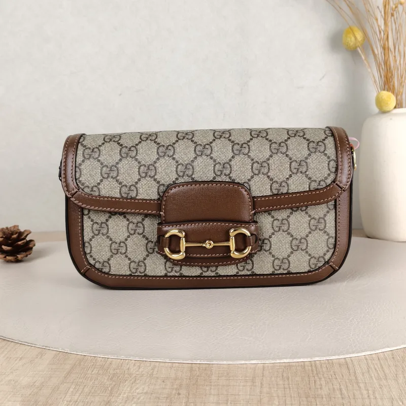 GUCCI Shoulder Bag Horsebit 1955 Horsebit Small Monogram · Shoulder Strap PVC Small 24 × 5.5 × 13 cm