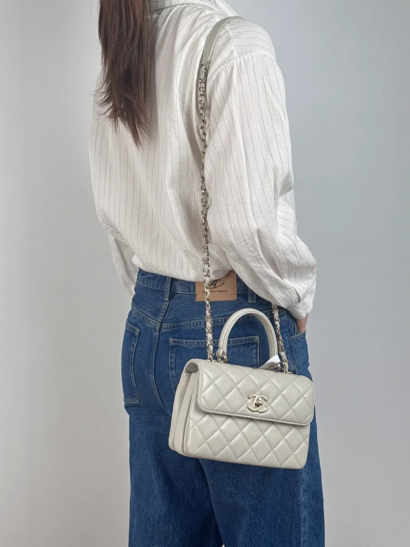 Chanel Crossbody Bag Trendy CC Grey Lambskin Mini 19.5 × 8 × 14.5 cm — on-model view 2 of 3