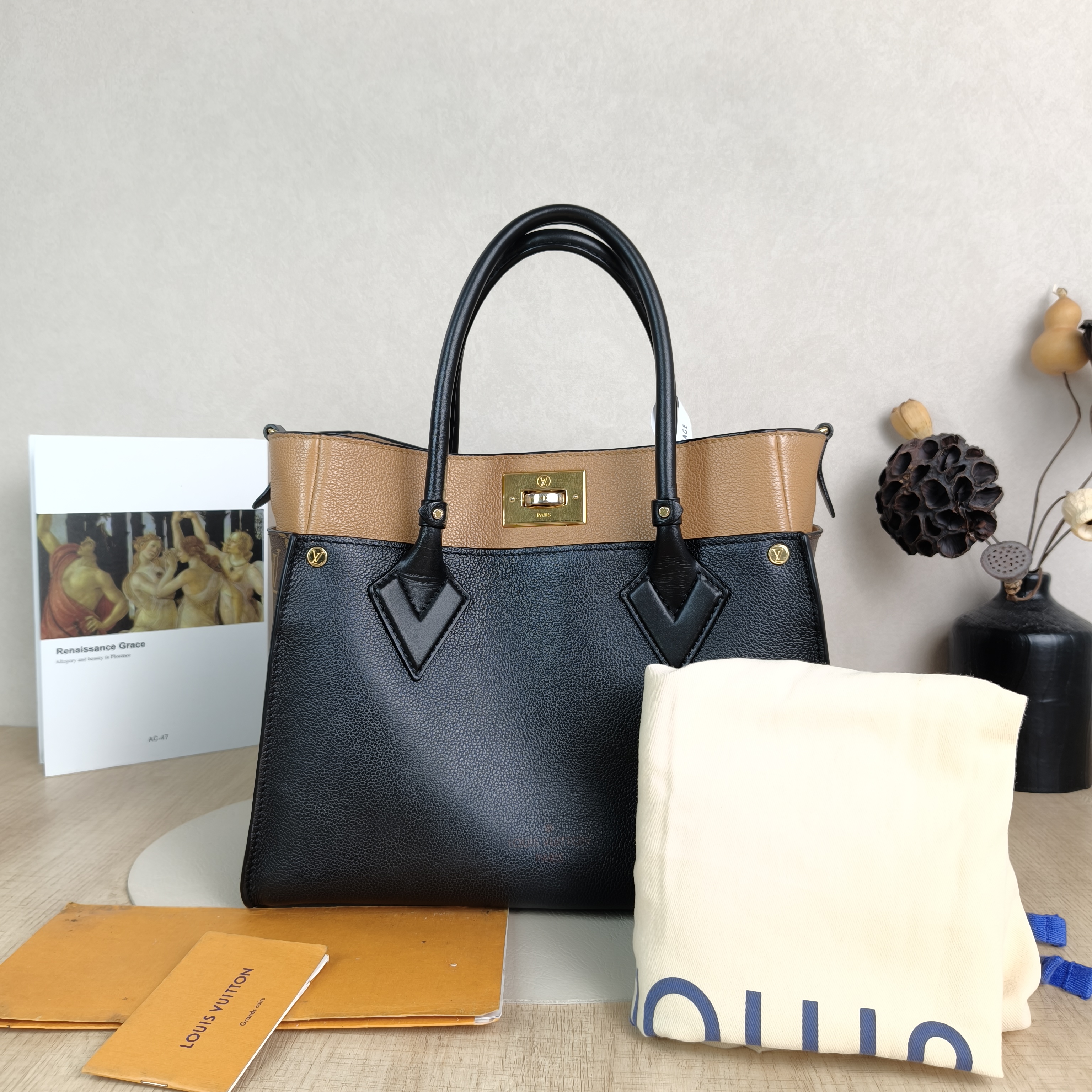 Louis Vuitton Shoulder Bag On My Side Black PVC · Calfskin Medium30.5 × 14 × 24.5 cm — cover view 2 of 6