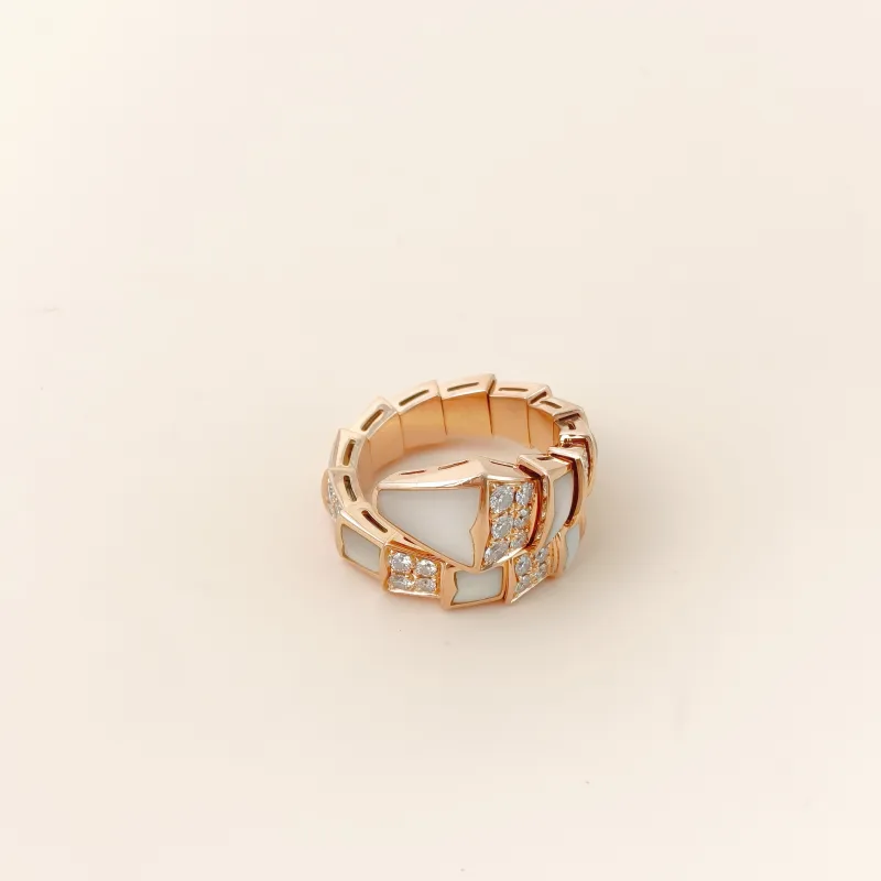Bvlgari Ring Serpenti Viper Collection Ring Diamond18KR ose Gold One Size m