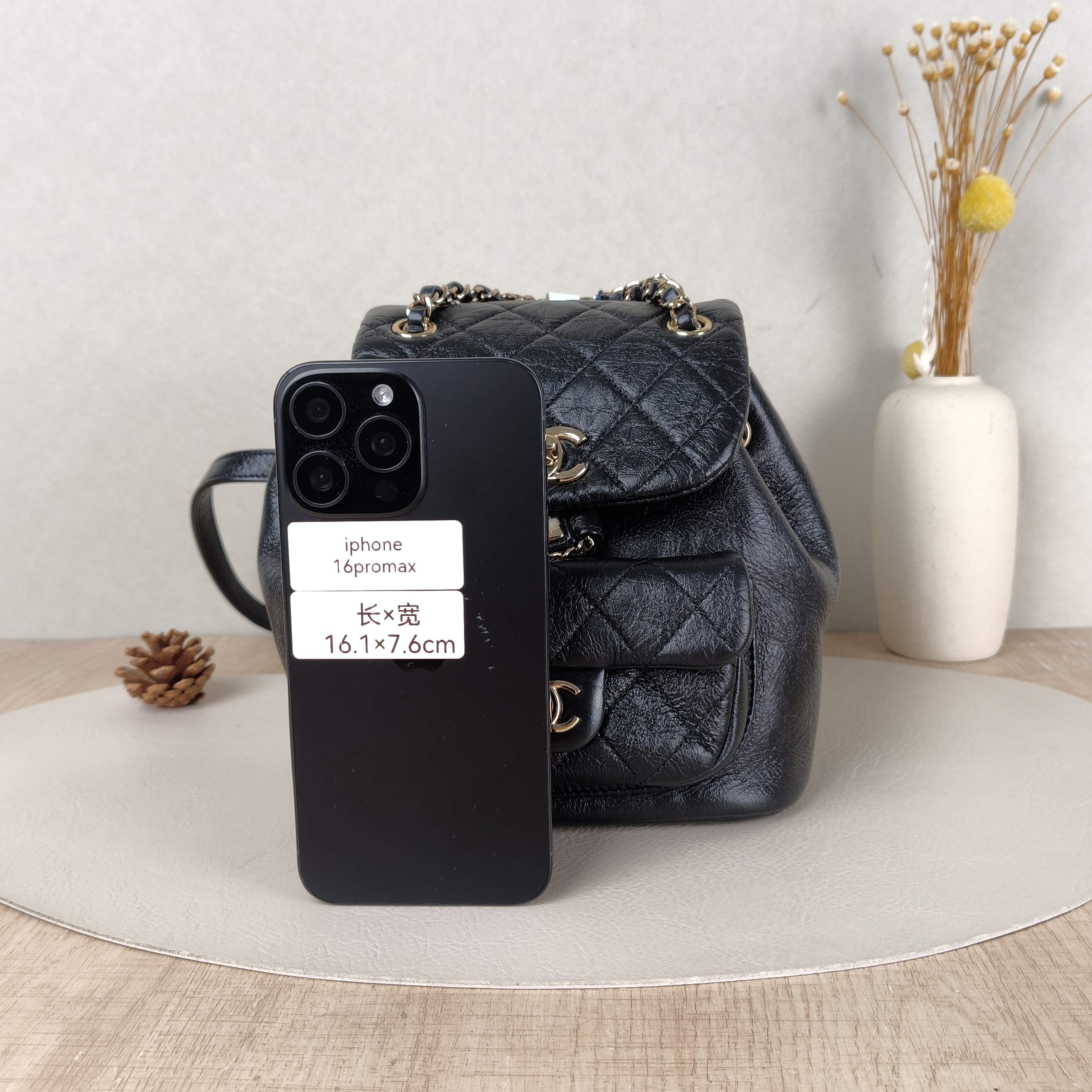 Chanel Backpack Duma Black Calfskin Small18 × 12 × 18.5 cm — cover view 4 of 5