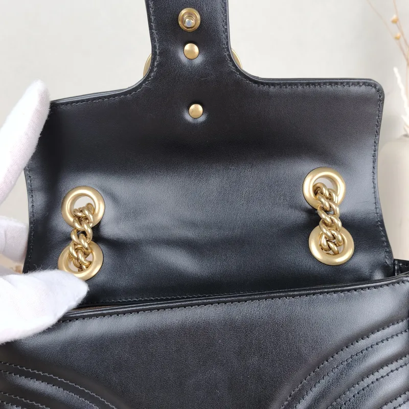 GUCCI Crossbody Bag GG Marmont Small Marmont 22 Black CC alfskin Small 22 × 6 × 13 cm — detail view 2 of 13