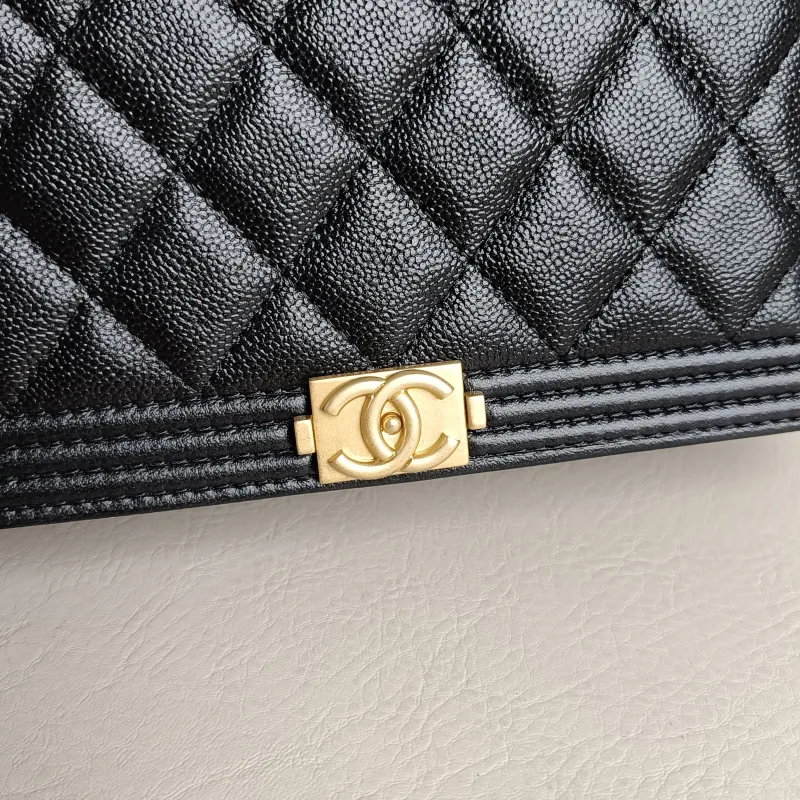 Chanel Crossbody Bag Le Boy​ WOC Black Grained Calfskin Mini 17.5 × 3.5 × 10 cm Microchip Edition — detail view 2 of 11