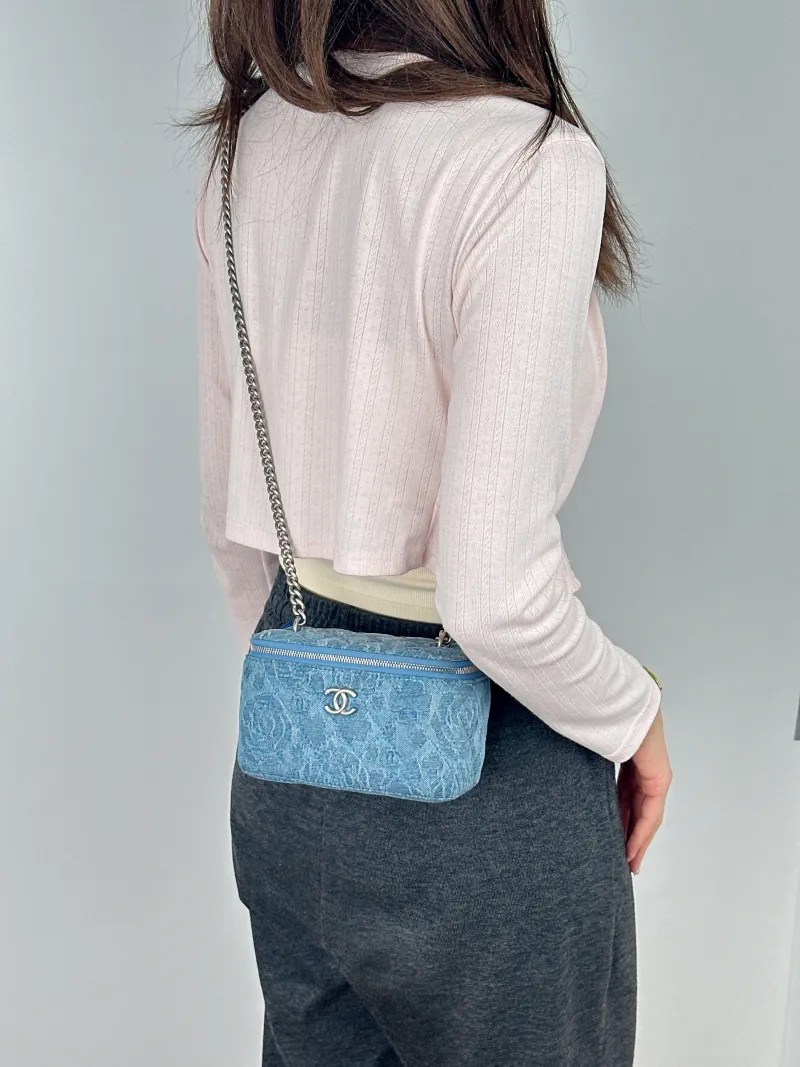 Chanel Crossbody Bag Edition Blue Canvas One Size16 × 8 × 9.5 cm — on-model view 1 of 2