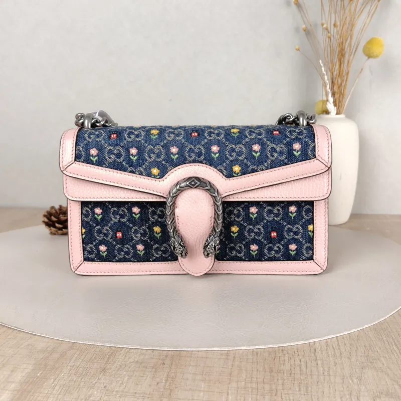 GUCCI Shoulder Bag Dionysus Embroidered Colorblock Small 25 × 7 × 13.5 cm