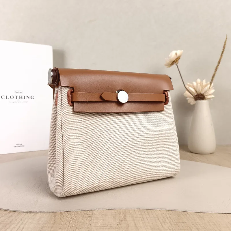 Hermès Shoulder Bag Herbag Zip 20 Beige Canvas mini20 × 7 × 17 cm — cover view 3 of 6