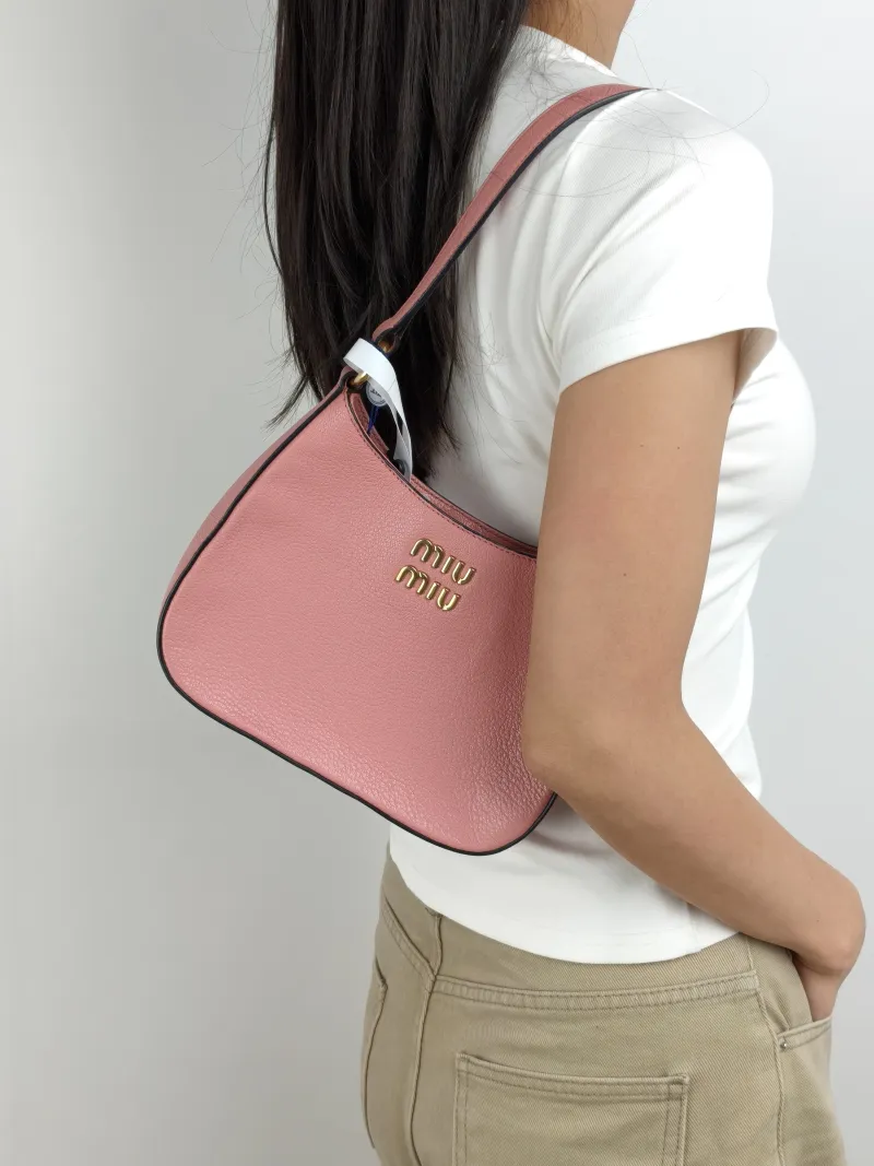 Miumiu Shoulder Bag Shoulder Bag Pink Calfskin 22 × 5 × 17 cm — on-model view 2 of 2
