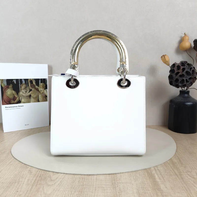DIOR Top Handle Bag Lady Lady Dior Bag White Calfskin Medium24 × 12 × 21 cm — cover view 2 of 6