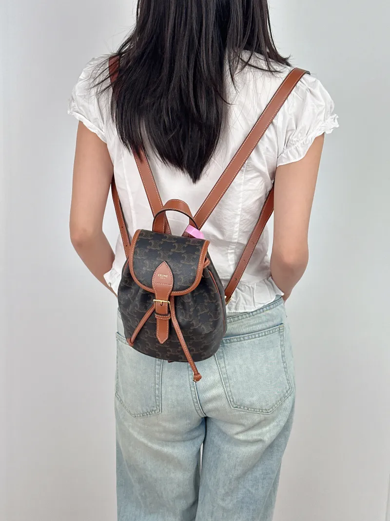CELINE Backpack FOLCO Backpack Monogram PVC Mini 17 × 10 × 20 cm — on-model view 3 of 3
