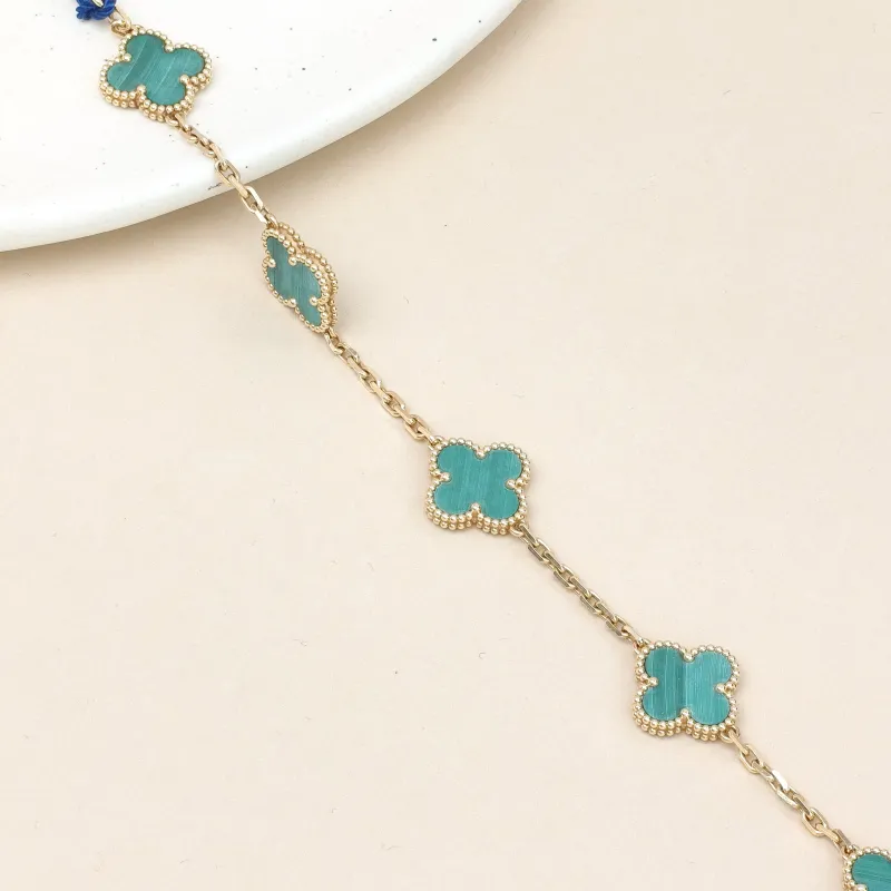 Van Cleef & Arpels Bracelet Alhambra Alhambra Collection Five-Motif Bracelet Malachite18KY ellow Gold Vintage Small19cm — cover view 7 of 11