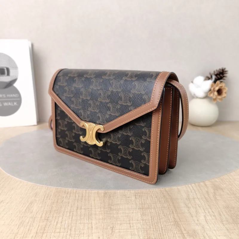 CELINE Crossbody Bag ENVELOPPE TRIOMPHE Monogram PVC Medium 22 × 5 × 15 cm — cover view 3 of 5