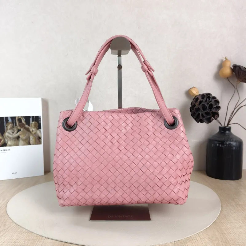 Bottega Veneta Top Handle Bag Woven Top Handle Bag Pink Lambskin One Size 24 × 10 × 20 cm — cover view 3 of 5