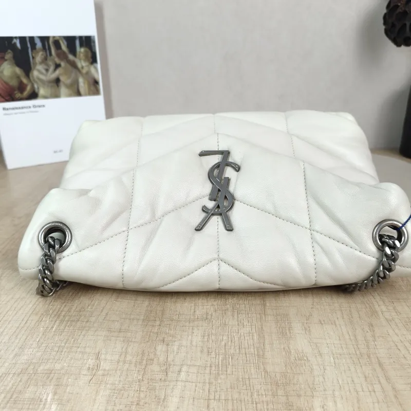 SAINT LAURENT Shoulder Bag PUFFER White Lambskin Small 29 × 11 × 17 cm — detail view 2 of 12