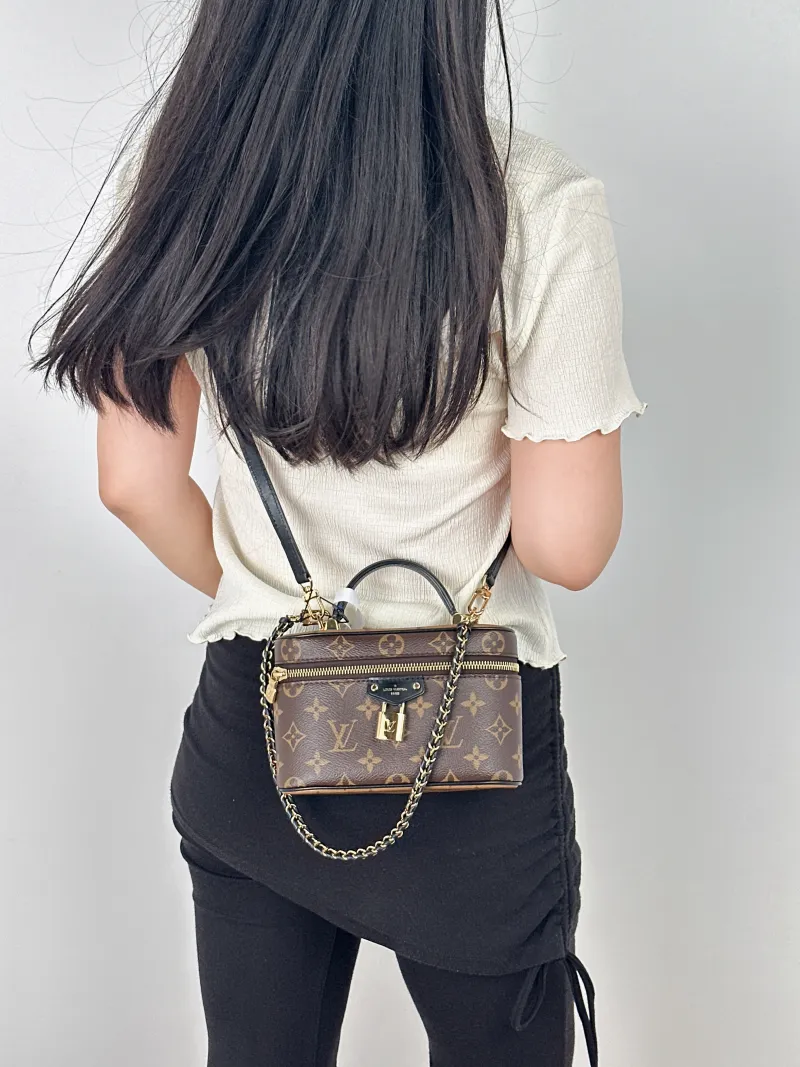 Louis Vuitton Shoulder Bag VANITY POUCH Cosmetic Bag Monogram PVC One Size19 × 6.5 × 11.5 cm — on-model view 3 of 3