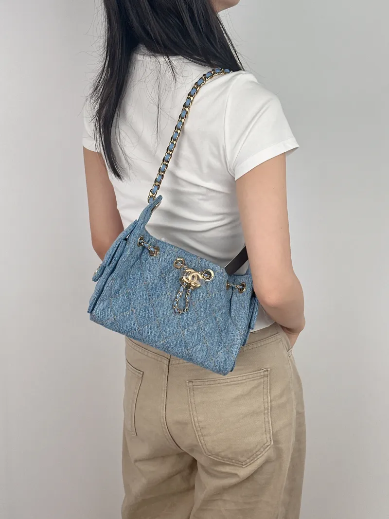 Chanel Crossbody Bag 25Bag Blue Mini 22 × 12.5 × 20 cm — on-model view 1 of 2