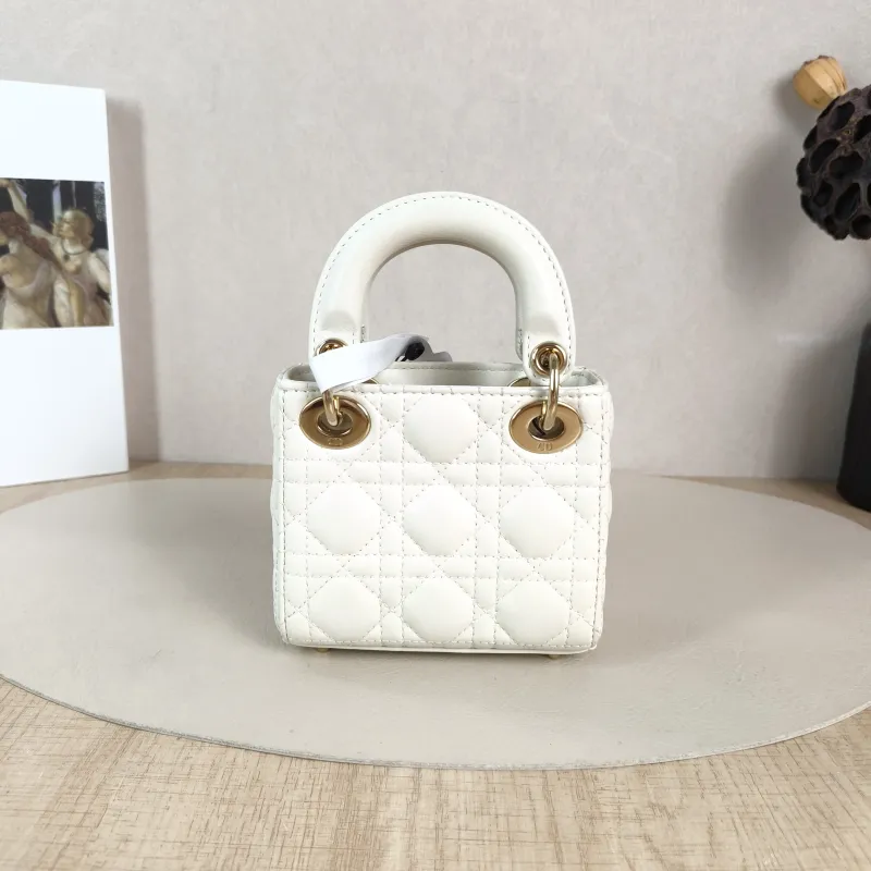 DIOR Crossbody Bag Lady Lady Dior Bag White Lambskin Mini 12 × 5 × 10 cm — cover view 4 of 5