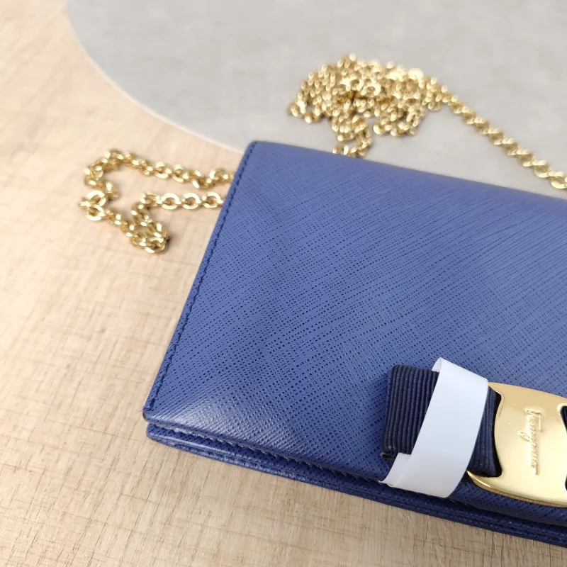 FERRAGAMO Crossbody Bag Chain Bag Blue Calfskin One Size19 × 2 × 11 cm — detail view 12 of 12