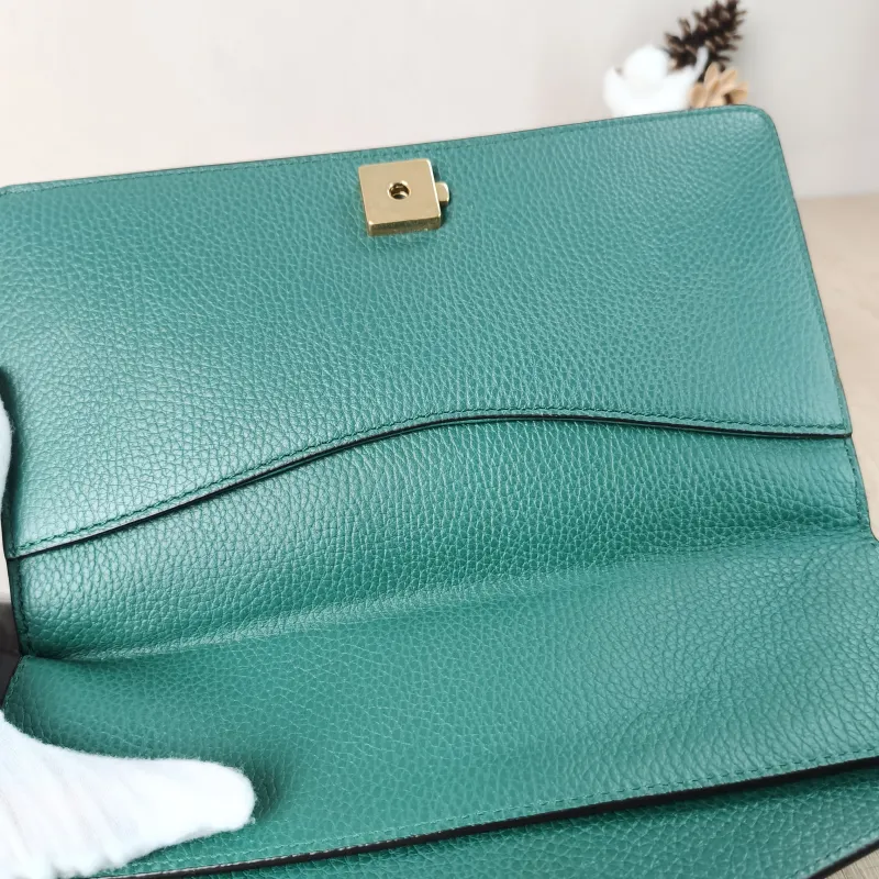 GUCCI Crossbody Bag Dionysus Green Calfskin Medium 28 × 9 × 17 cm — detail view 7 of 11