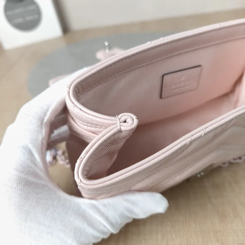 GUCCI Crossbody Bag GG Marmont Marmont Shoulder Bag Pink Calfskinmini20 × 6.5 × 12 cm — detail view 8 of 16