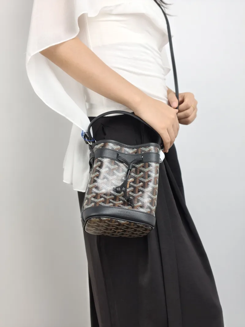 GOYARD Crossbody Bag Petit Flot Black ine Canvas Mini 12 × 10 × 17.5 cm — on-model view 1 of 2