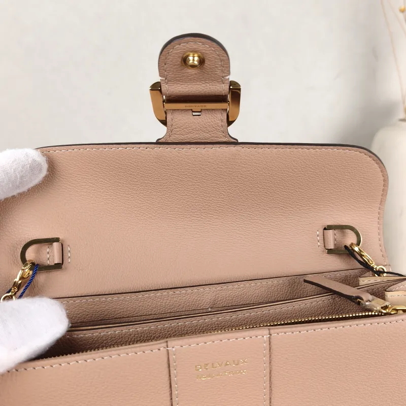 DELVAUX Crossbody Bag Brillant Long Wallet Chain woc Brown Calfskin Mini 21 × 3 × 12 cm — detail view 1 of 10