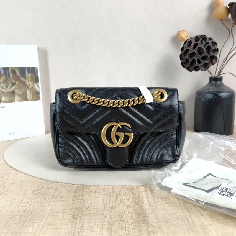 GUCCI Crossbody Bag GG Marmont Small Marmont 22 Black CC alfskin Small 22 × 6 × 13 cm — cover view 2 of 6