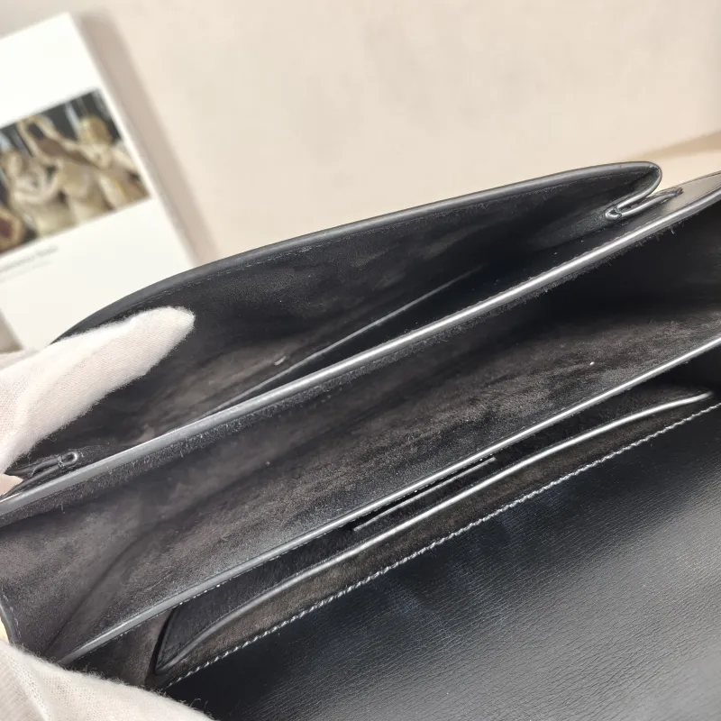 SAINT LAURENT Crossbody Bag SUNSET Black Calfskin Medium 22 × 6.5 × 16 cm — detail view 5 of 13